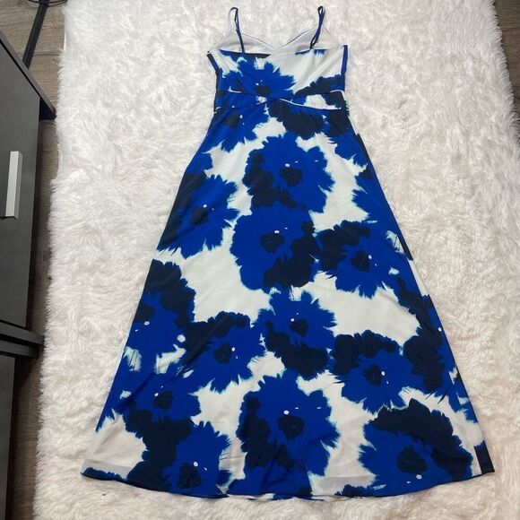Banana Republic Dress Maxi Long Blue White Floral Spagetti Strap Size 2 Panelled - Picture 14 of 15